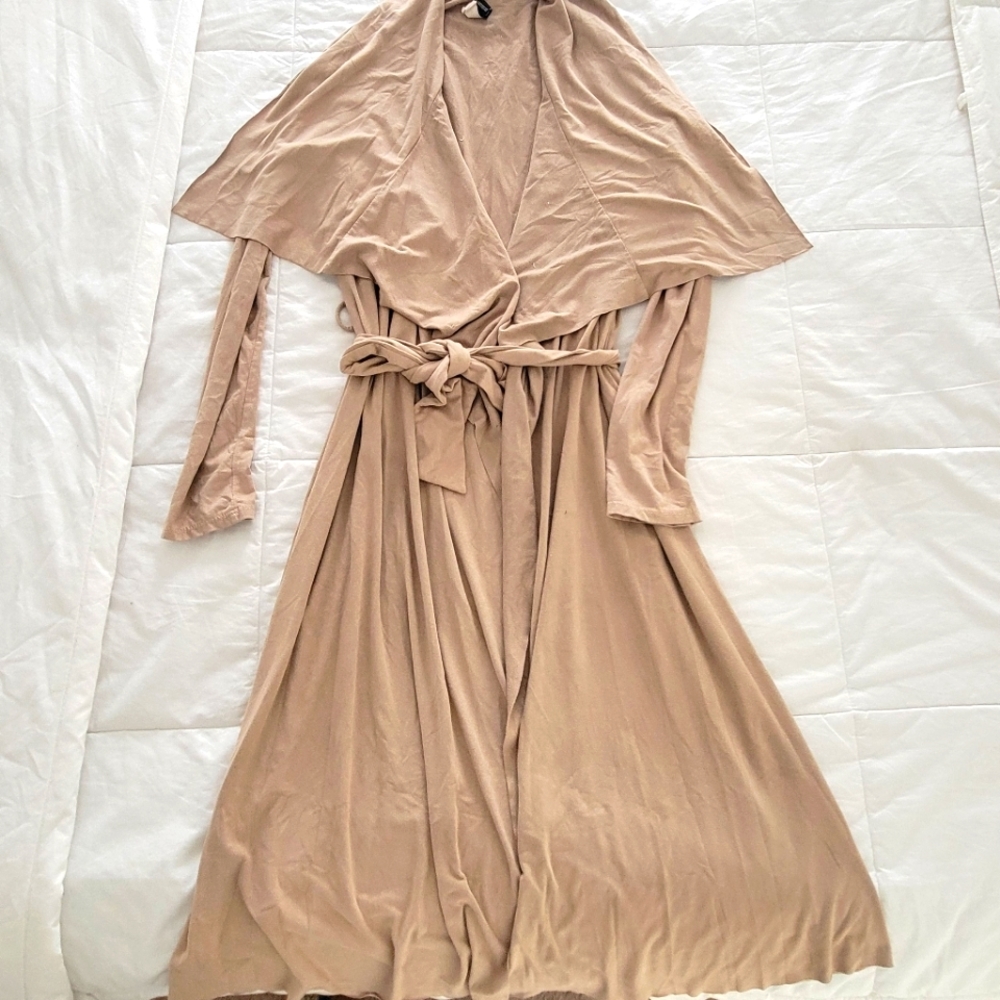 Tan, Long Sleeve, Coverup w/ Tie